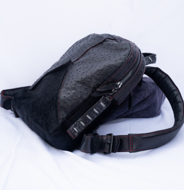 Black Ostrich Pony Med | BackPack