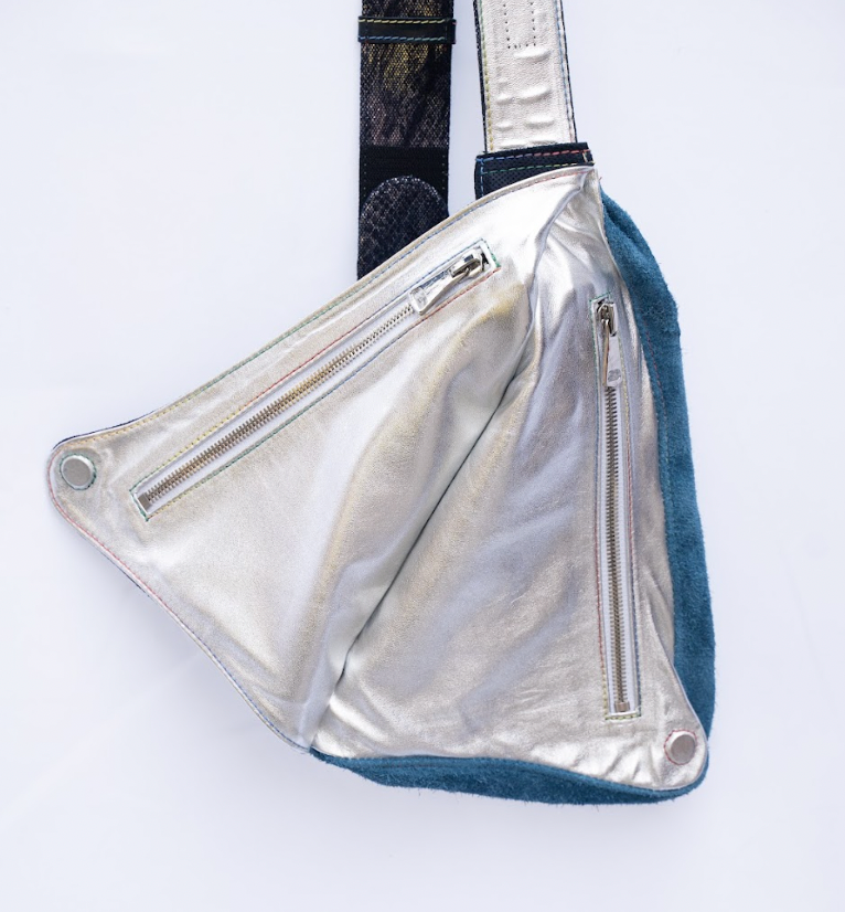 Dark Blue Pony w/ Croc Pocket Sling Back