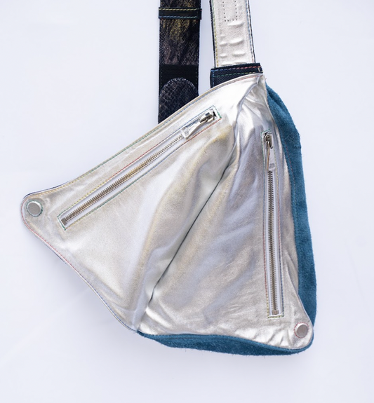 Dark Blue Pony w/ Croc Pocket Sling Back