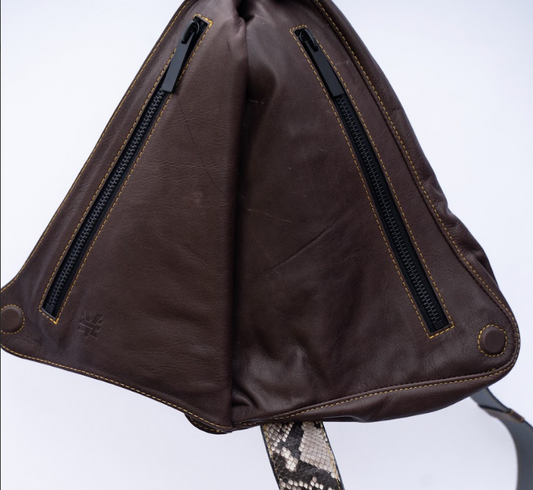 Brownish Grey Wrinkled Leather w/ Snakeskin